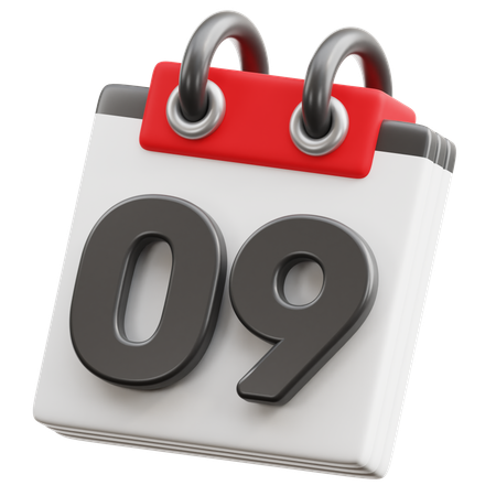 달력 날짜 9  3D Icon