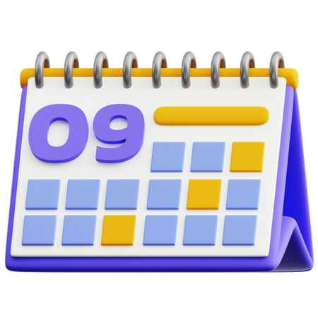 달력 날짜 9  3D Icon