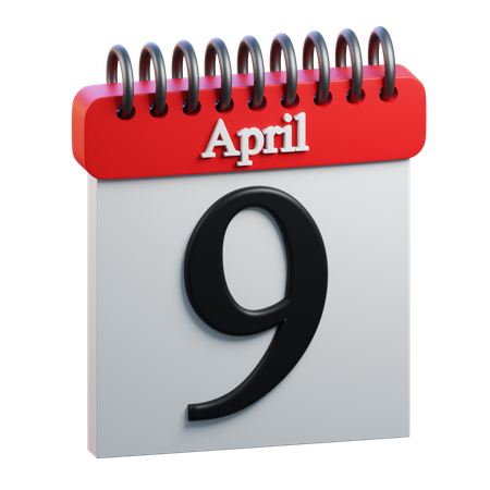 9 April Calendar  3D Icon