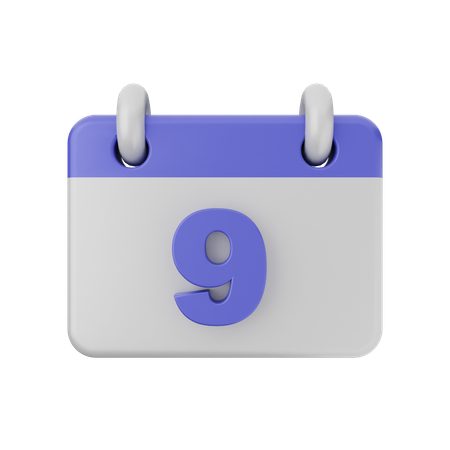 Calendário de 9 datas  3D Icon