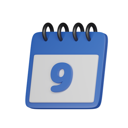 9 Date  3D Icon