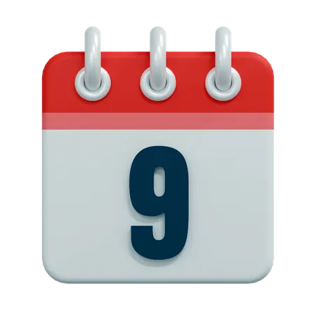 9 Date  3D Icon