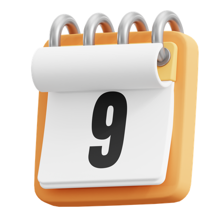 9 Date  3D Icon