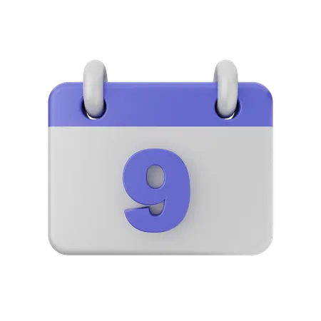 9 Date Calendar  3D Icon