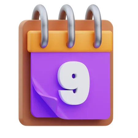 9 Date Calendar  3D Icon
