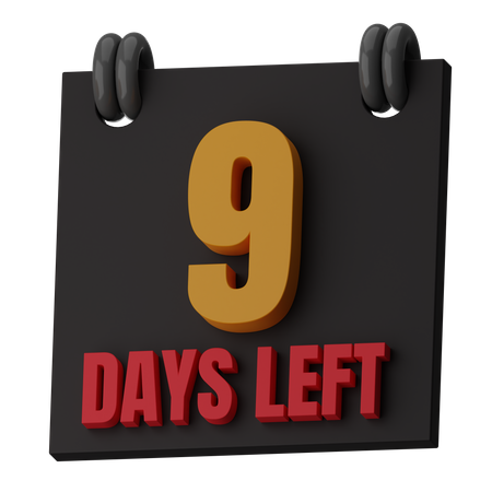 9 Days Left  3D Icon