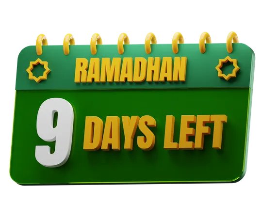 9 Days Left to Ramadan  3D Icon