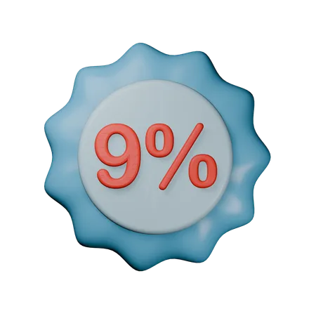 9% Discount Badge  3D Icon