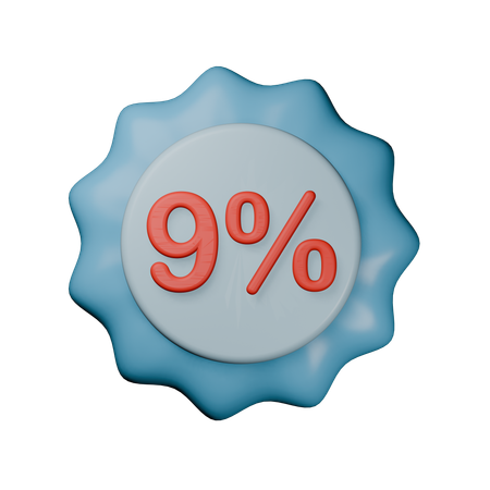 9% Discount Badge  3D Icon