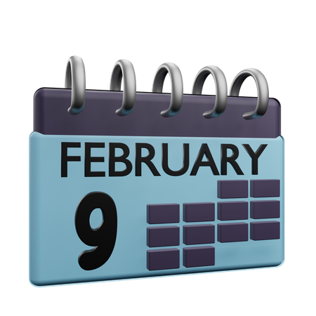 9. Februar Kalender  3D Icon