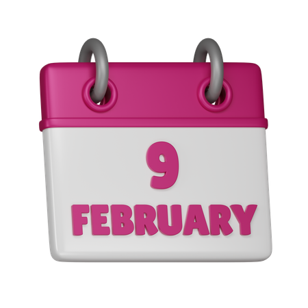9 February  3D Icon