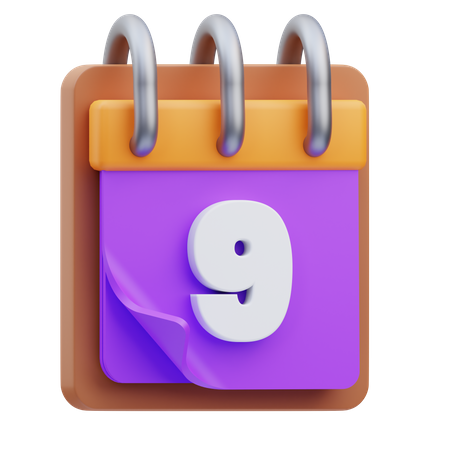 Calendario de 9 fechas  3D Icon