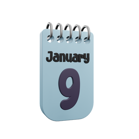 9 January Calender  3D Icon