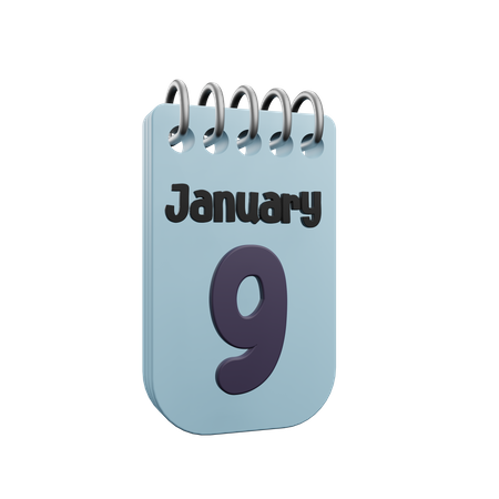 Calendrier du 9 janvier  3D Icon