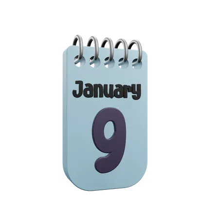 Calendrier du 9 janvier  3D Icon