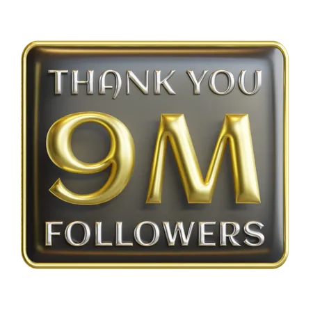 9 millones de seguidores  3D Icon