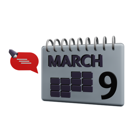 Calendrier de mars  3D Icon