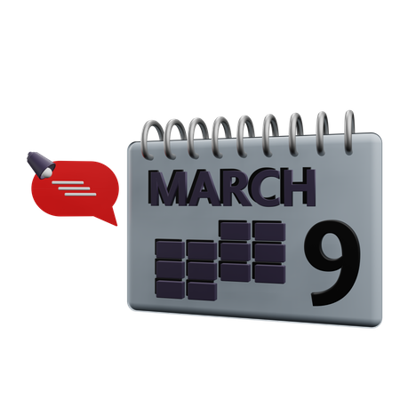 März Kalender  3D Icon