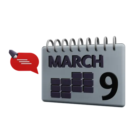 Calendario de marzo  3D Icon