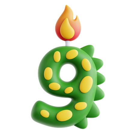 9 bougies dinosaures mignonnes  3D Icon