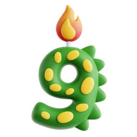 9 bougies dinosaures mignonnes  3D Icon