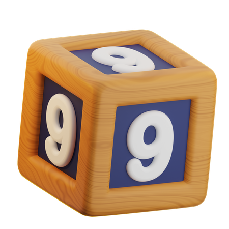 9 Number Block  3D Icon