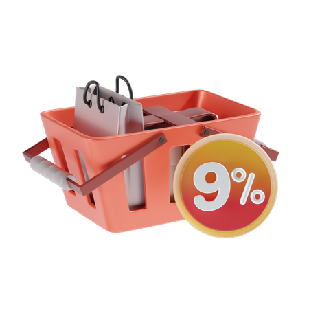 9 Percent  3D Icon