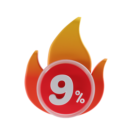 9 Percent  3D Icon