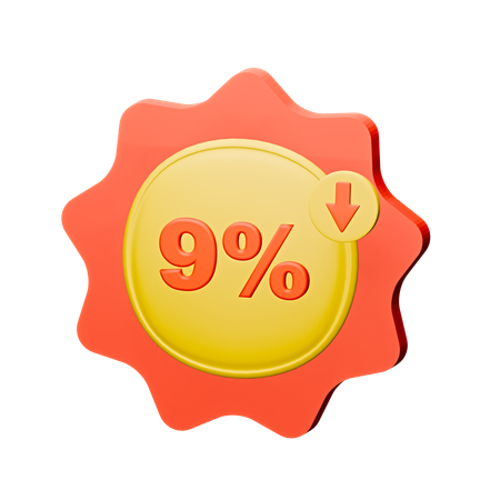 9% Rabatt-Abzeichen  3D Icon