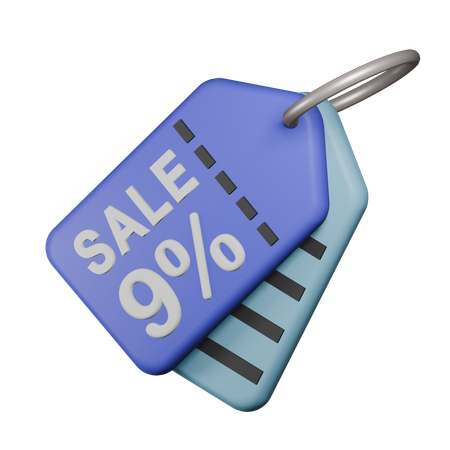 9% Etiqueta de venta  3D Icon