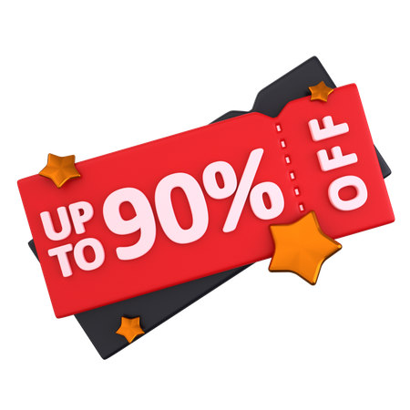 90 Discount Coupon  3D Icon