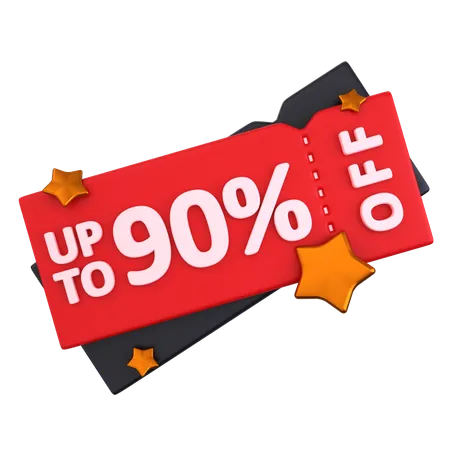 90 Discount Coupon  3D Icon