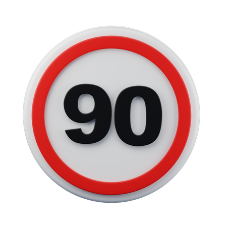 90 Maximum speed Sign 3d icon  3D Icon