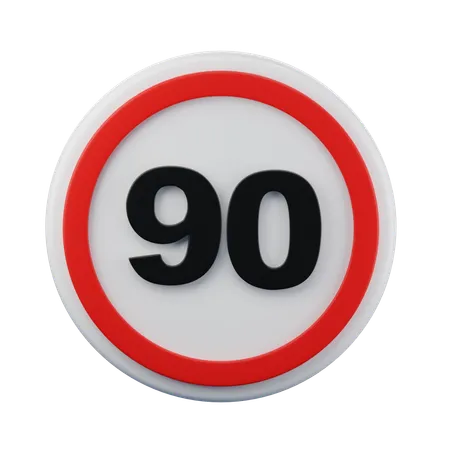 90 Maximum speed Sign 3d icon  3D Icon