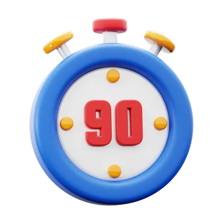 90 Minutes Full Time Football Match Sport Competition Timer 3 D Icon Illustration Render Design 3D Icon