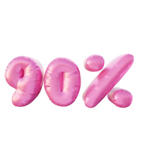 90 Percent Discount Balloon  3D Illustration