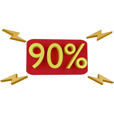 90 Percent Discount Tag  3D Illustration