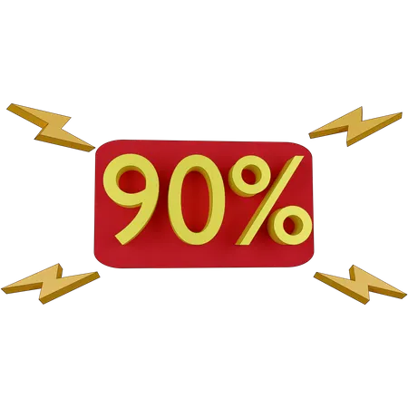90 Percent Discount Tag  3D Illustration