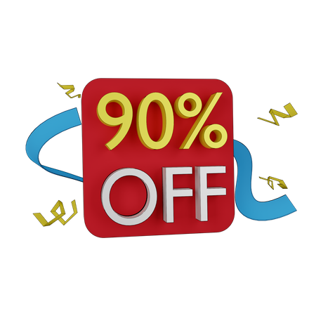 90 Percent Discount Tag  3D Icon