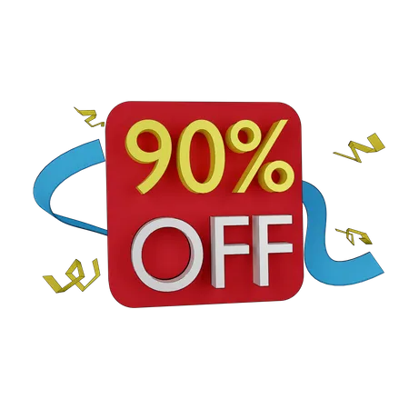 90 Percent Discount Tag  3D Icon