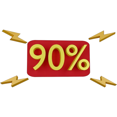 90 Percent Discount Tag  3D Illustration