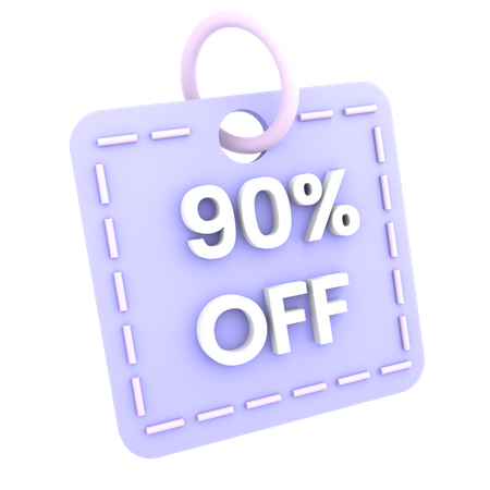 90 Percent Discount Tag 3D Icon