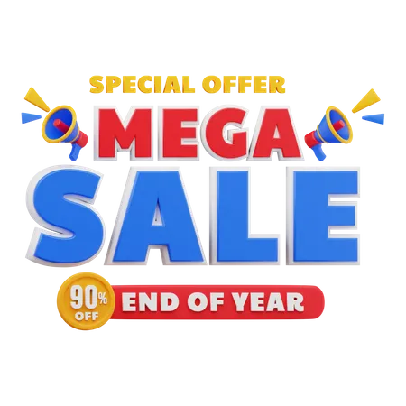 90 Percent Mega sale  3D Illustration