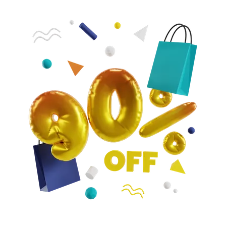90 Percent Off  3D Illustration