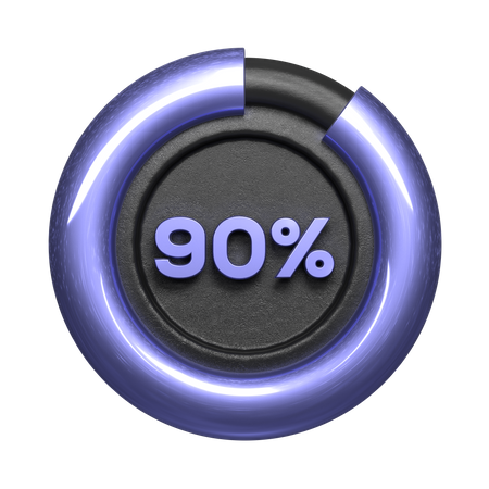 90 Percent Pie Chart  3D Illustration