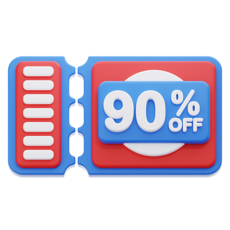 90 Percentage Off Coupon  3D Icon