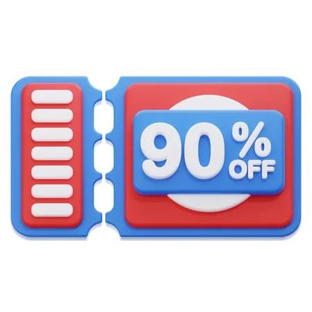 90 Percentage Off Coupon  3D Icon