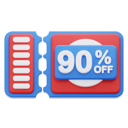 90 Percentage Off Coupon  3D Icon