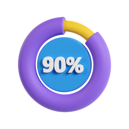 90 Percentage Progress  3D Icon