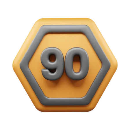 90 Speed Limit  3D Icon